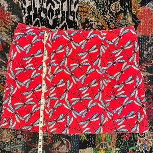 Crown & Ivy dragonfly pattern on coral skort